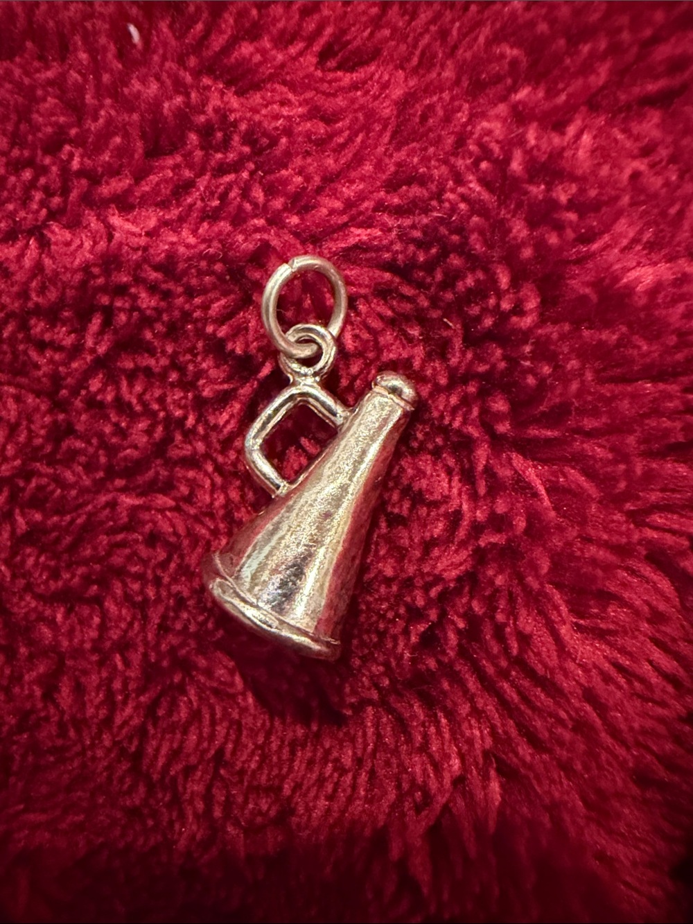 Cheer Silver Megaphone Charm Pendant - Silver Tone